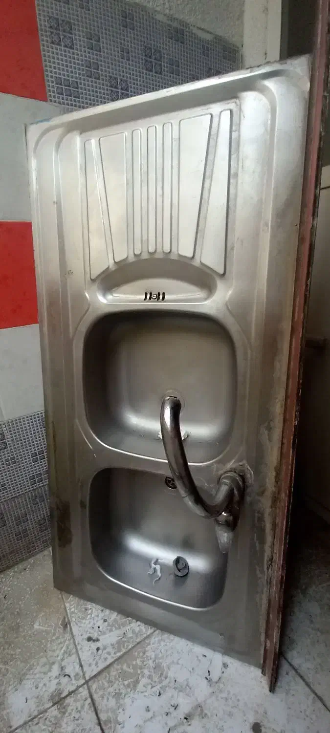 سینک ظرفشویی دو لگنه روکار بهمراه شیر اهرمی|مصالح و تجهیزات ساختمان|تهران, باشگاه نفت|دیوار