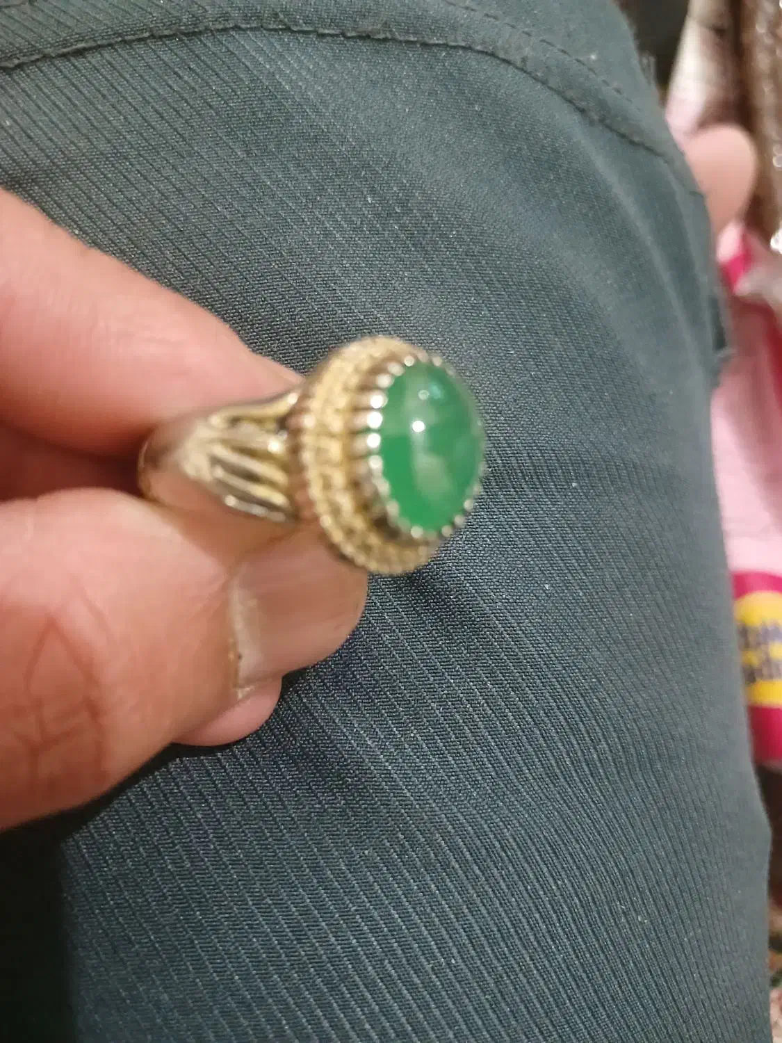 انگشتر نقره عقیق سبز خط دار|جواهرات|پیشوا, |دیوار