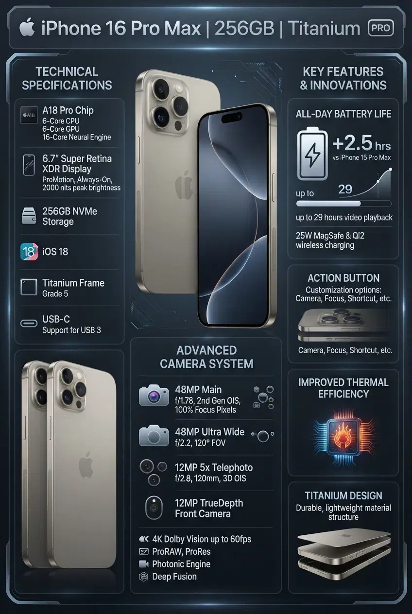 Apple iPhone 16ProMax 256GB|موبایل|رشت, معلولین|دیوار