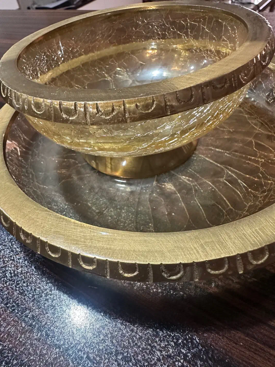 پیشدستی پیاله کریستال برنجی|ظروف سرو و پذیرایی|تهران, گلستان (شهرک راه آهن)|دیوار