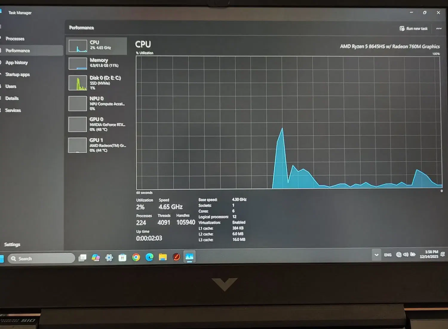 لپ تاپ HP victus gaming|رایانه همراه|کرج, شاهین‌ویلا|دیوار