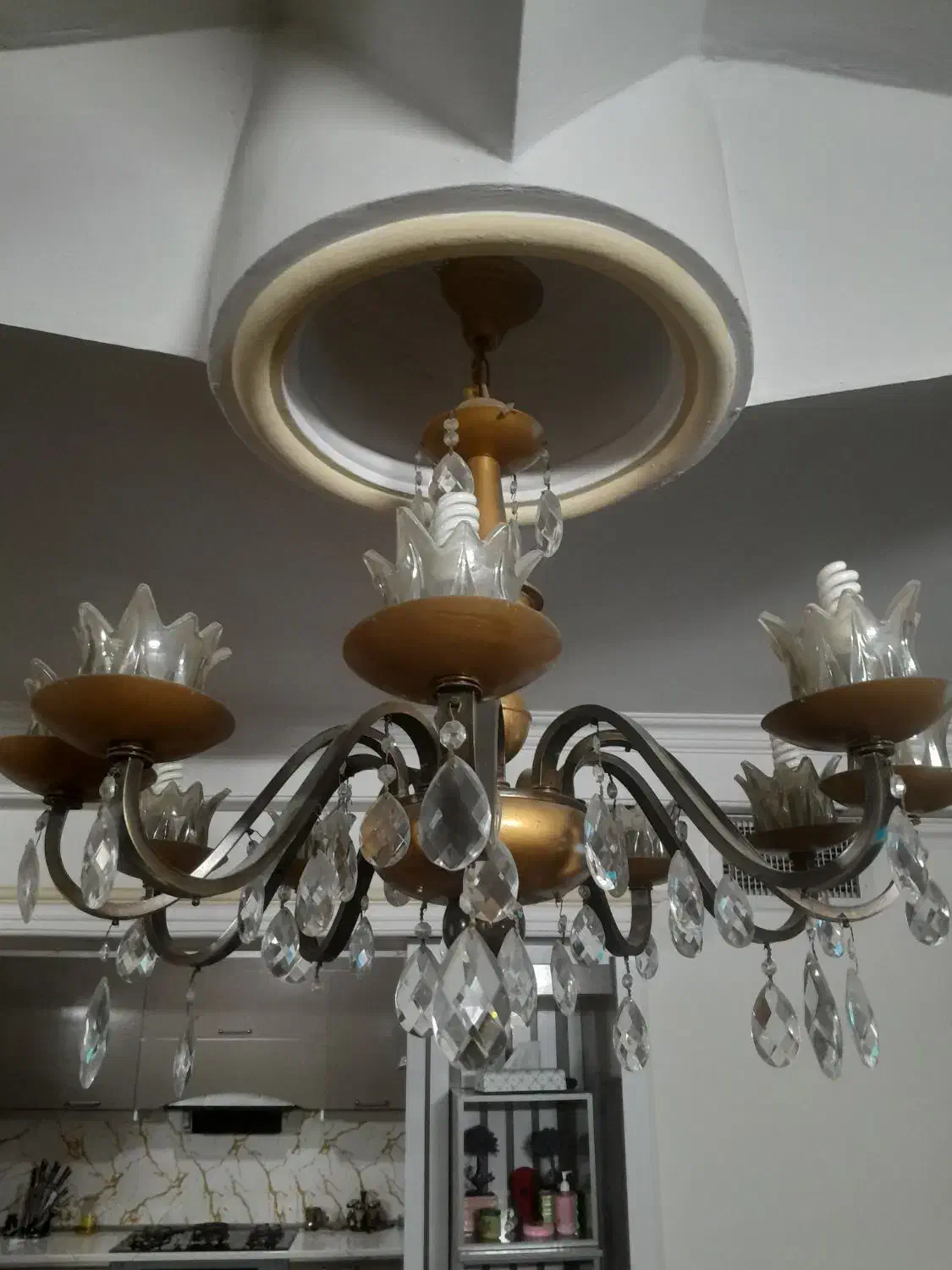 ۲ عدد لوستر درحدنو بزرگ ۱۰ شاخه برنج|لوستر و چراغ آویز|شاندیز, |دیوار