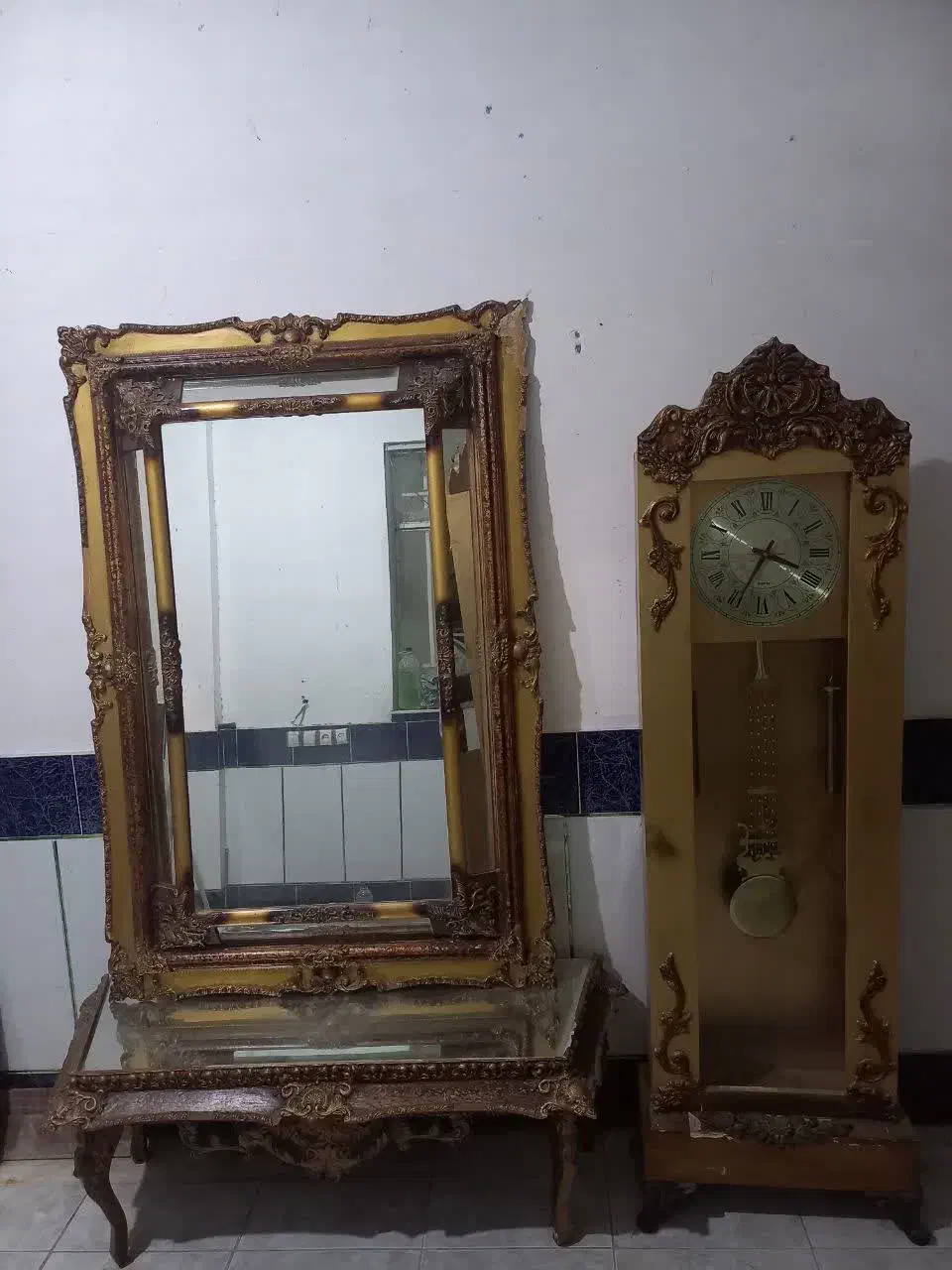 ست اینه شمعدان و ساعت قدی|آینه|گالیکش, |دیوار