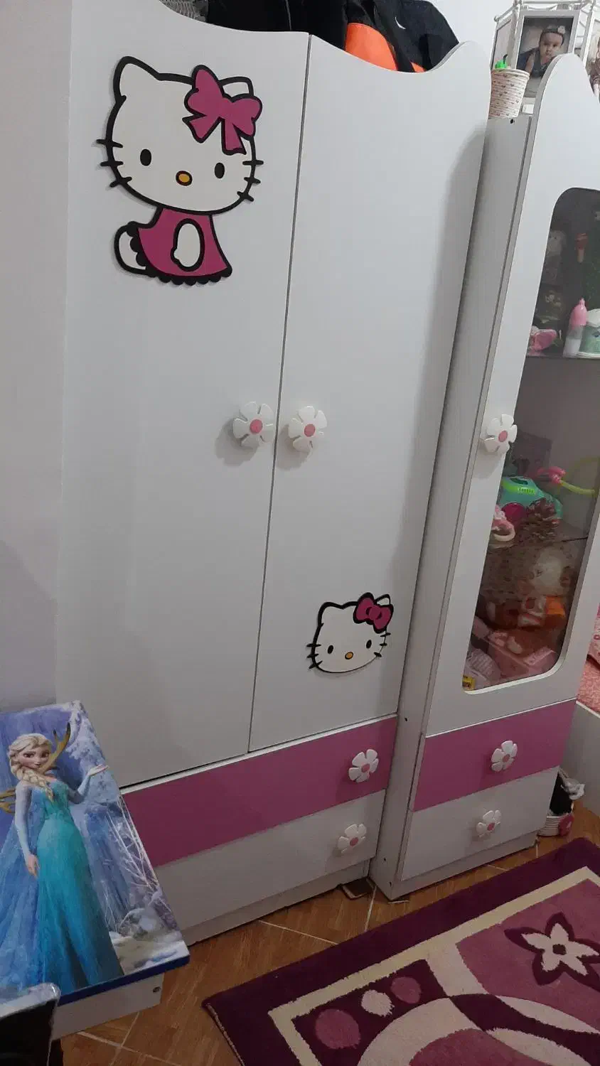 کمد ویترین و تخت نوجوان|تخت و سرویس خواب|شهریار, شهریار|دیوار