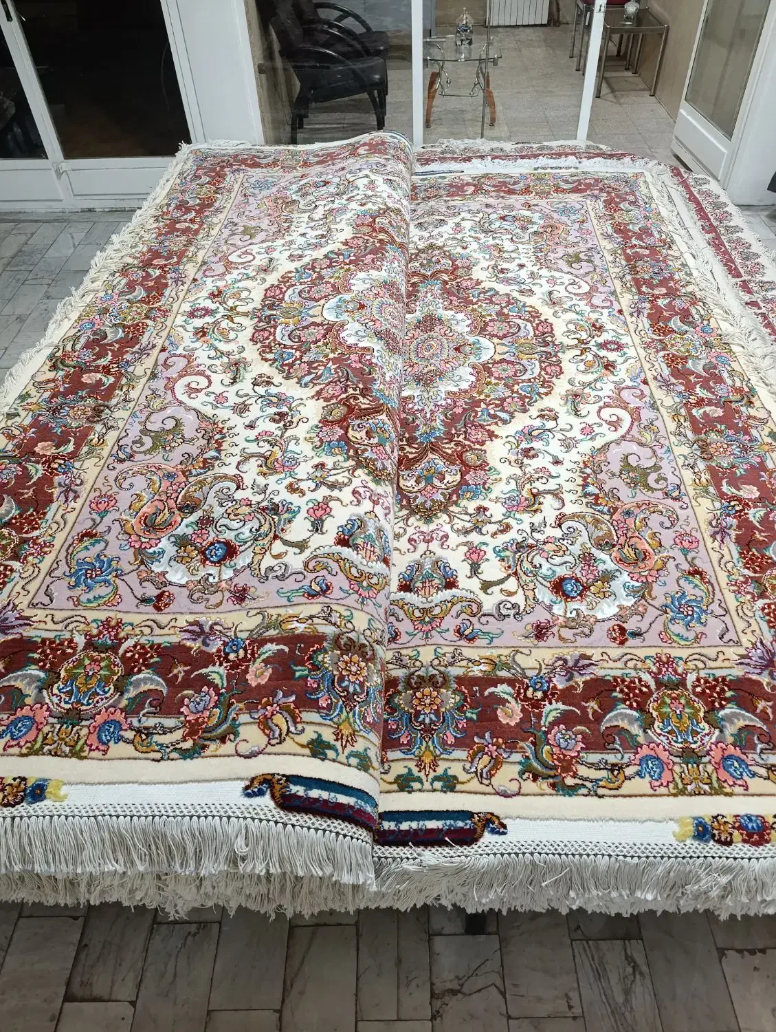 فرش جفت ۶ متری خطیبی               مرینوس، ابریشم*|فرش|تبریز, |دیوار