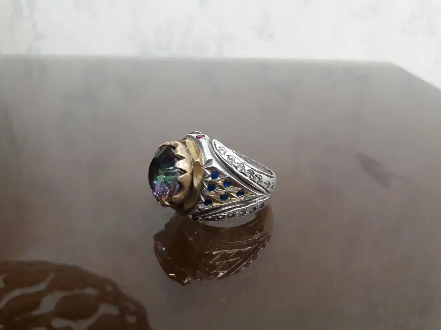 انگشتر نقره.نگین کوارتز هفت رنگ|جواهرات|اندیشه, اندیشه فاز ۱|دیوار