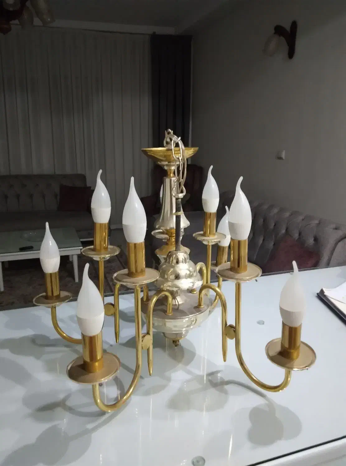 لوستر 5شاخه برند چشمه نور|لوستر و چراغ آویز|صفادشت, |دیوار