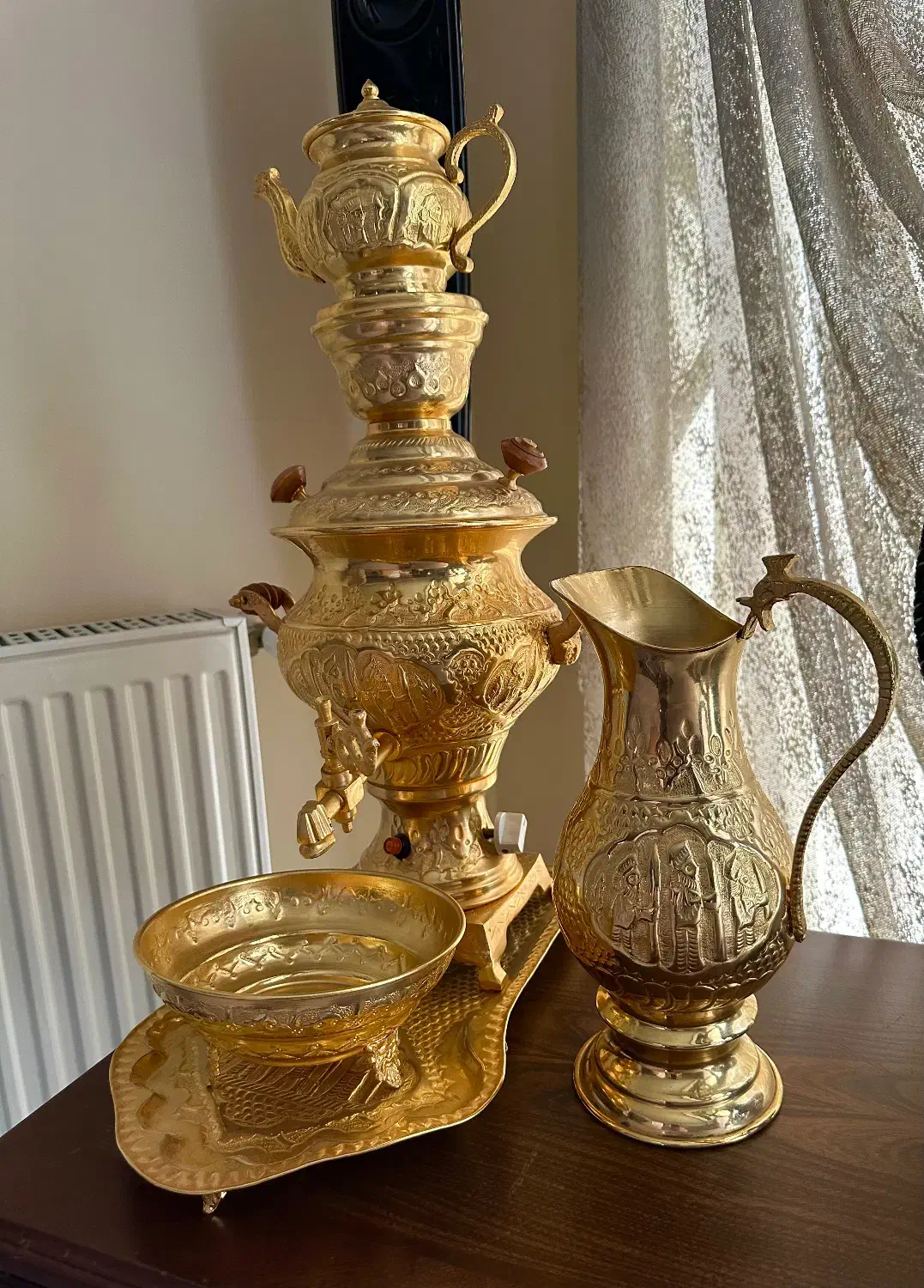 سماور آب طلا برقی ۳ لیتری قلمزنی|سماور، چای‌ساز، قهوه‌ساز|اصفهان, باغ گلها|دیوار