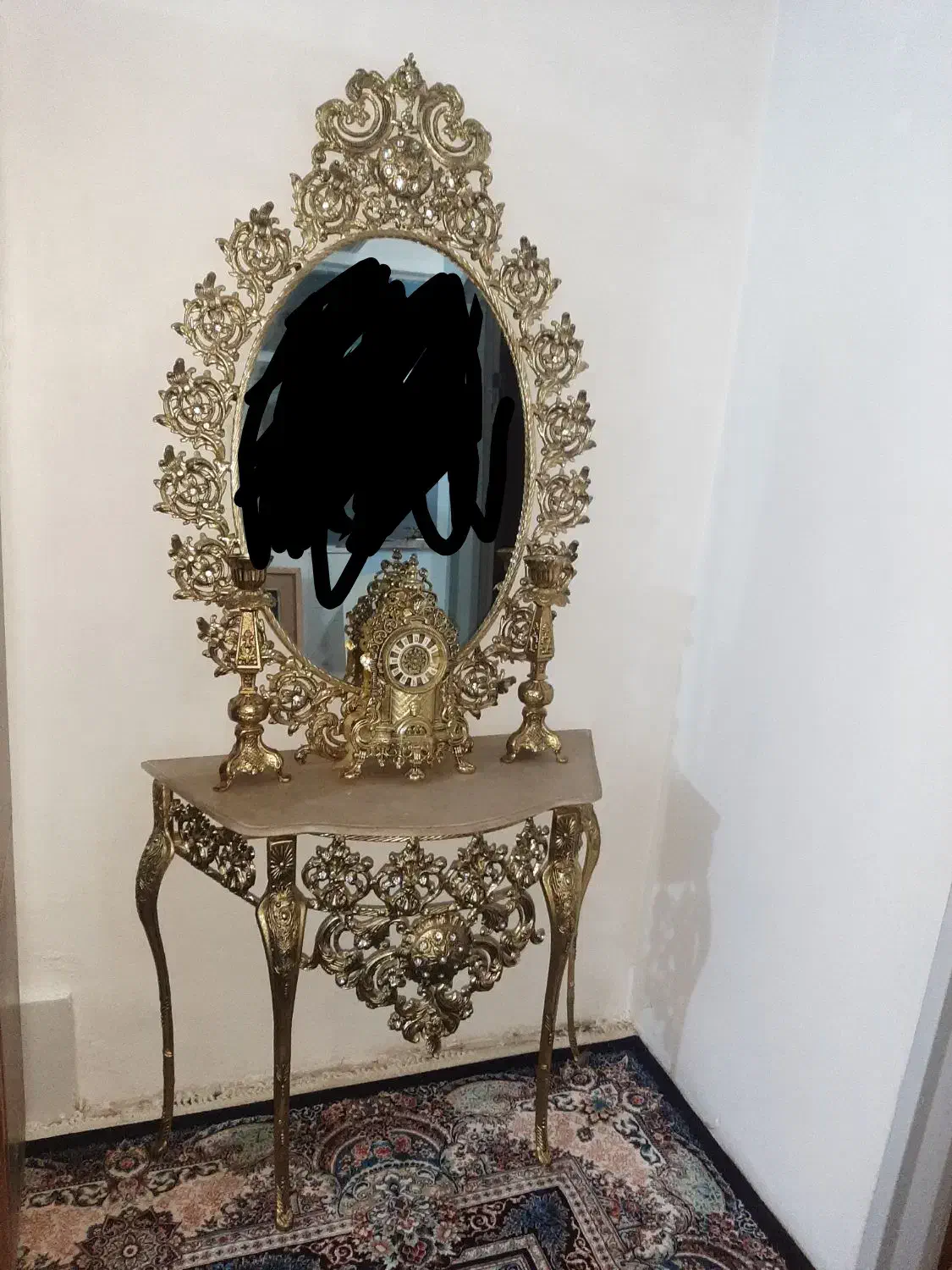 آینه کنسول طلایی|بوفه، ویترین، کنسول|مشهد, کارمندان دوم|دیوار