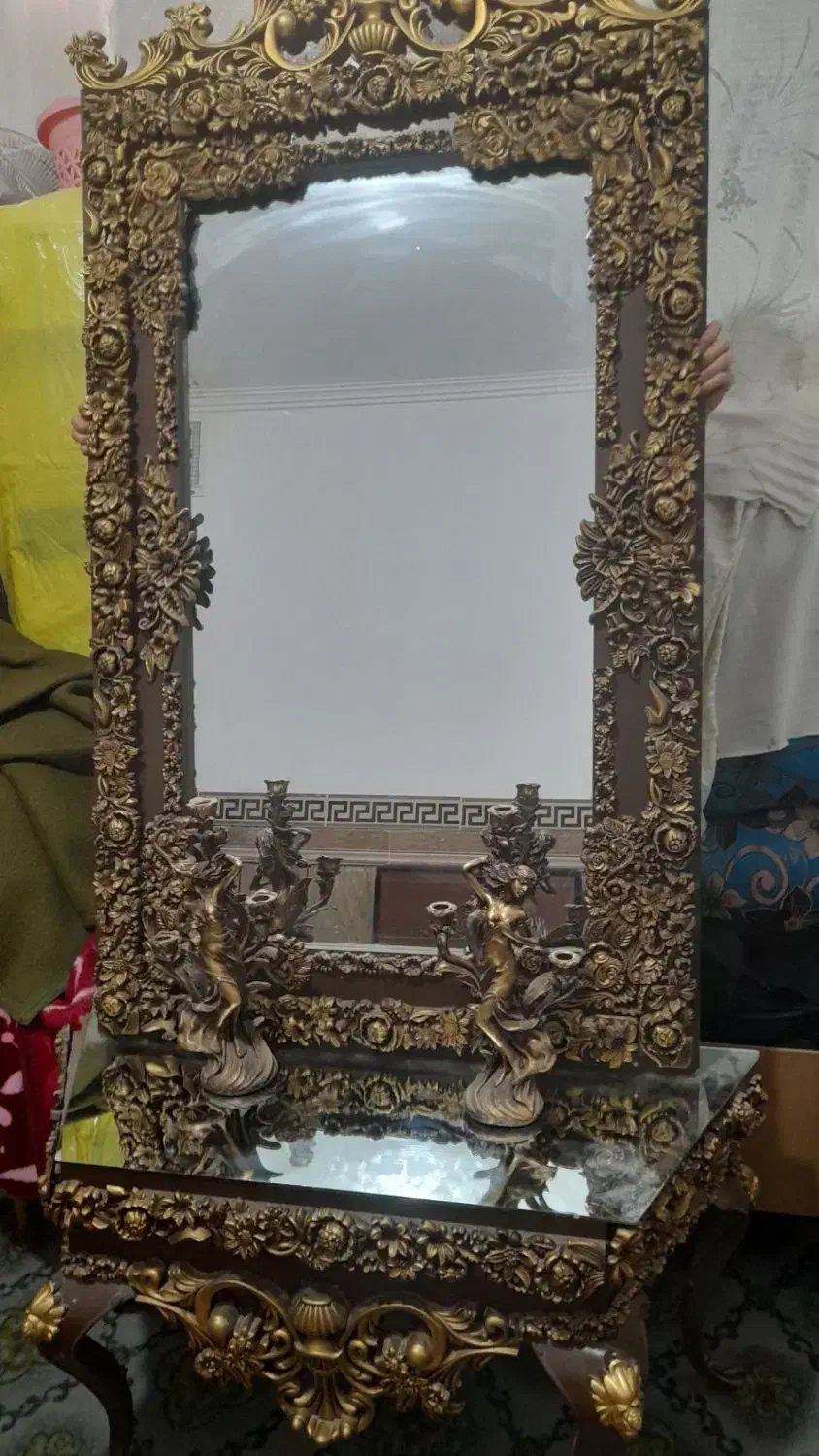 آینه شمعدان در حد نو|صنایع دستی و سایر لوازم تزئینی|یزدان شهر, |دیوار