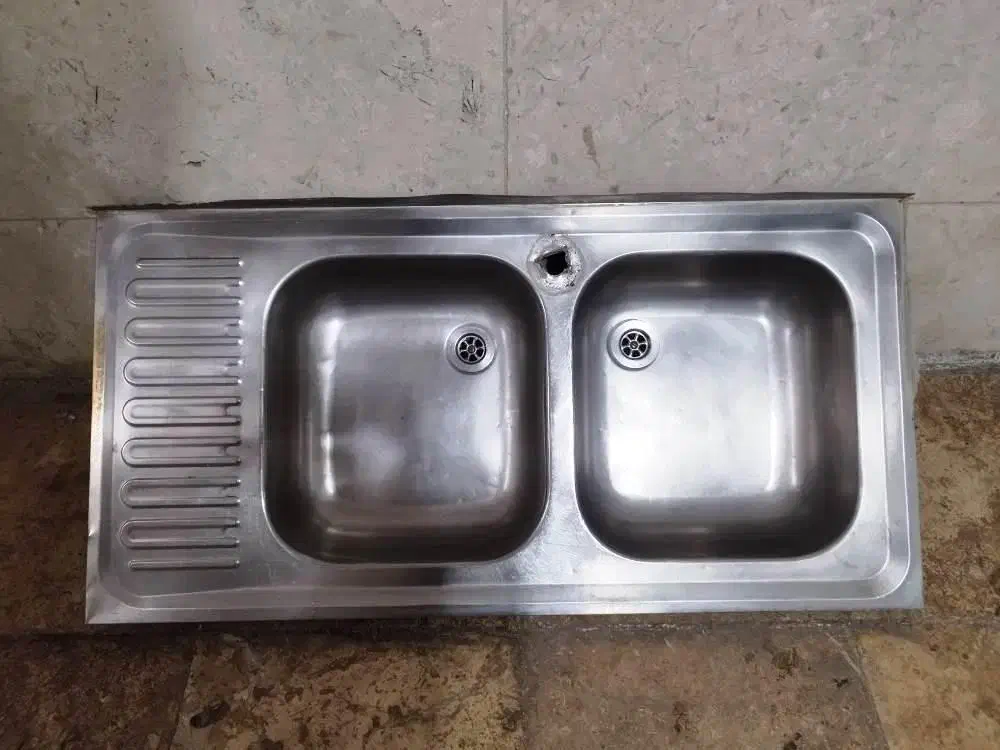 سینک ظرفشویی دو لگن|آب‌چکان و نظم‌دهنده ظروف|تهران, جیحون|دیوار