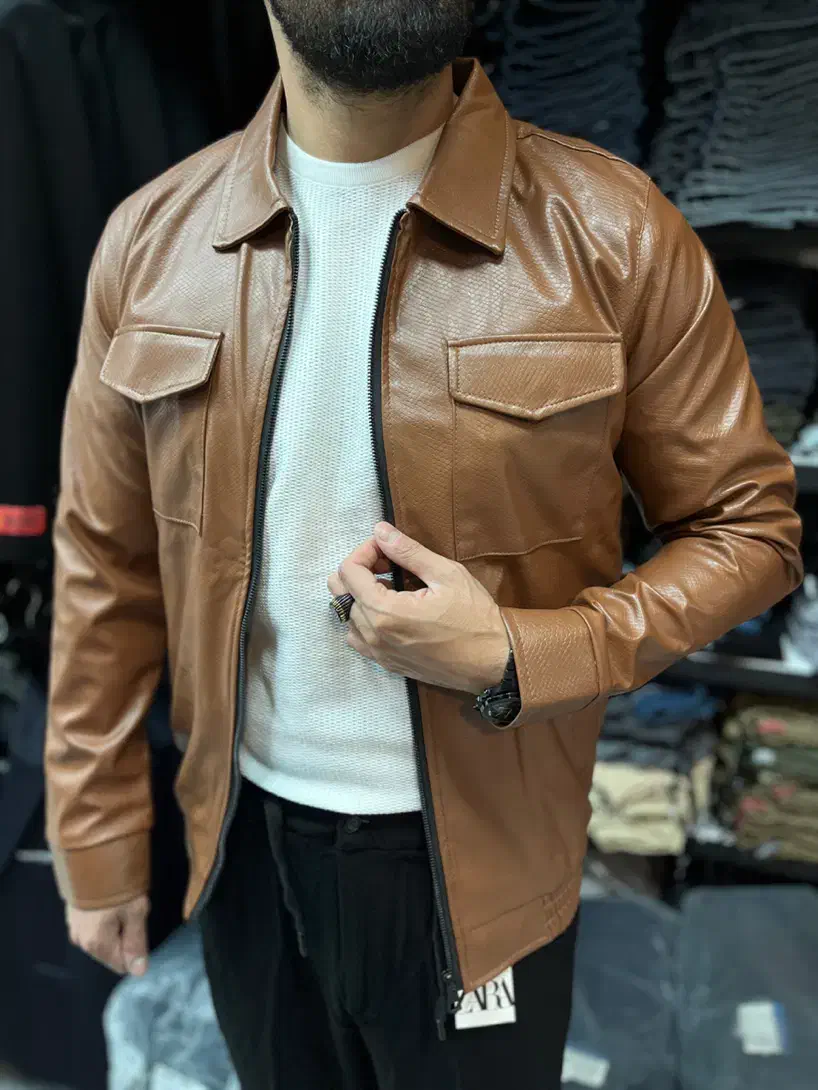 کاپشن چرم کمرکش|لباس|تبریز, |دیوار