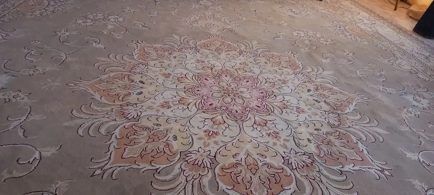 یک جفت فرش کرم خوش نقش ۵۰۰ شانه تمیز|فرش|آران و بیدگل, |دیوار