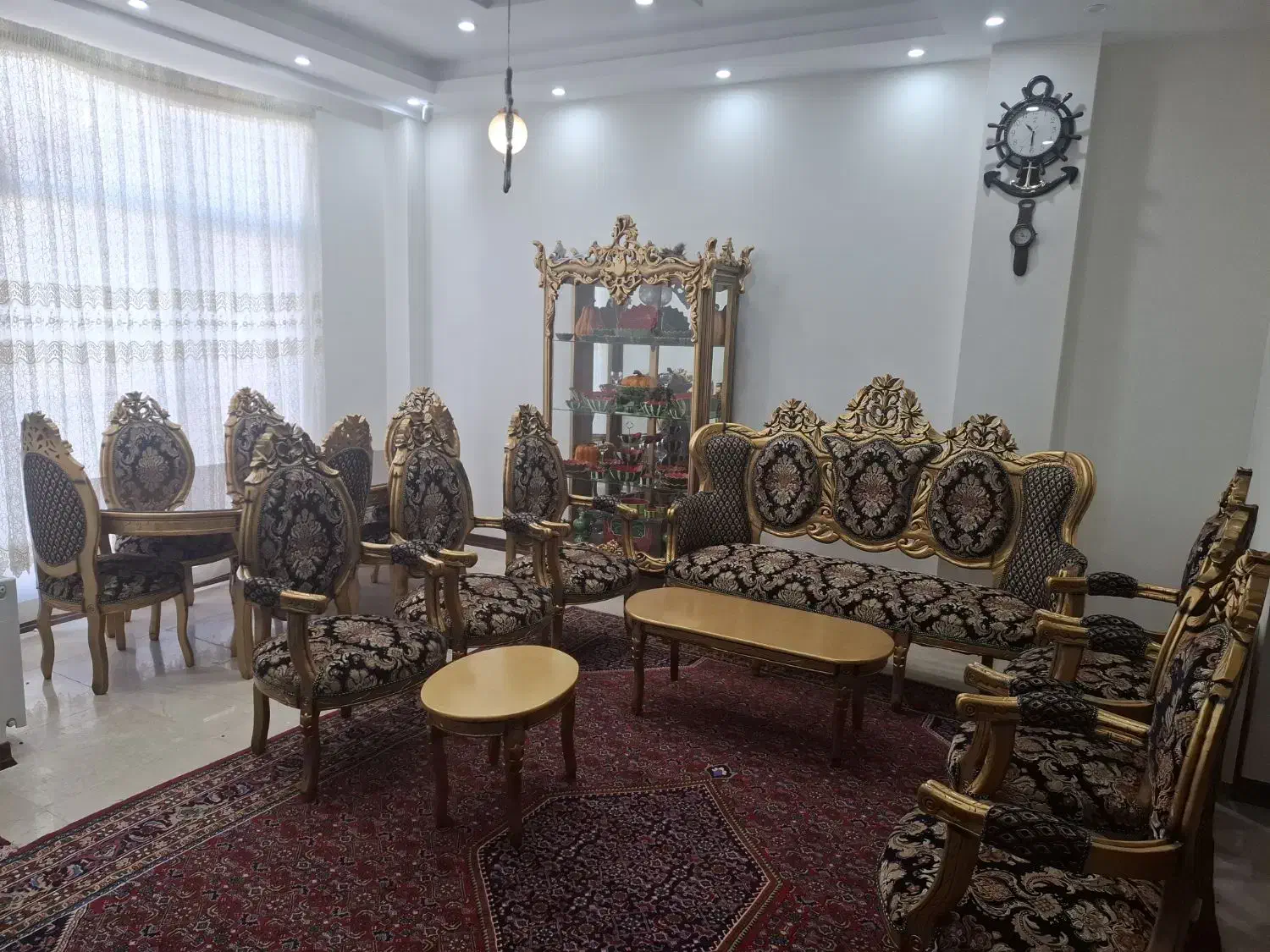 یک دست مبلمان ۹ نفره استیل ، ومیز ناهار خوری ۶نفره|مبلمان خانگی و میز عسلی|رودهن, |دیوار