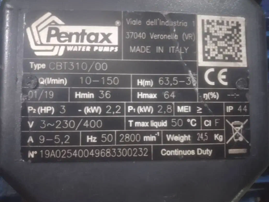 پمپ اب پنتاکس سه فاز(سه اسب)|مصالح و تجهیزات ساختمان|تهران, امام حسین|دیوار