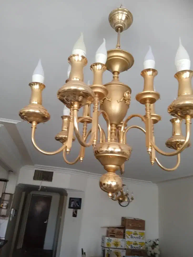 لوستر آبکاری شده طلا|لوستر و چراغ آویز|پردیس, فاز ۱۱|دیوار