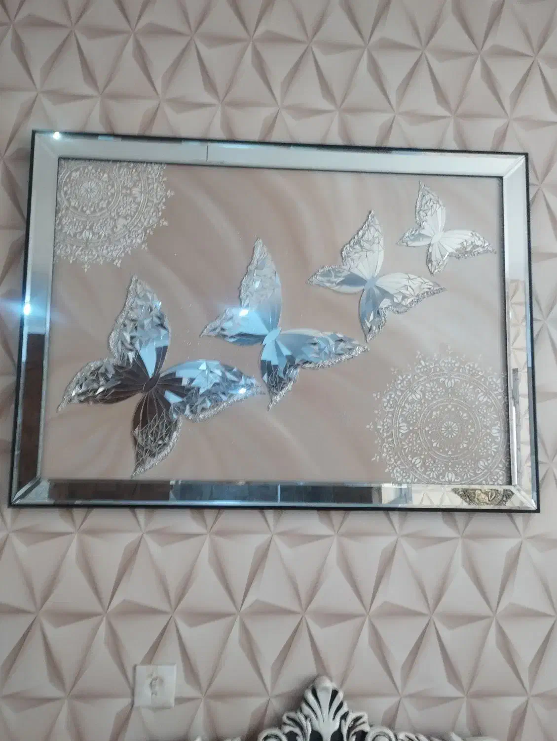 تابلو آینه ای با قاب آینه ای کار دست|تابلو، نقاشی، عکس|اسلام‌شهر, زرافشان|دیوار