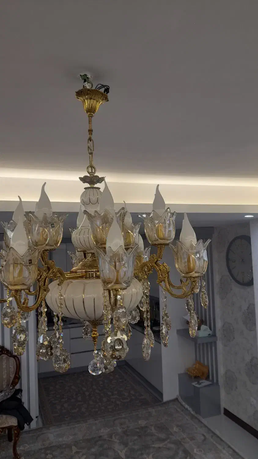 لوستر برنز ۱۶ شاخه .دیوار کوب ۴ شاخه برنز|لوستر و چراغ آویز|زنجان, |دیوار