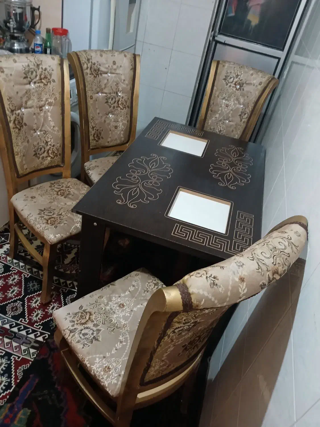 میزغذاخوری چوبی چهارنفره|میز و صندلی غذاخوری|اردبیل, |دیوار