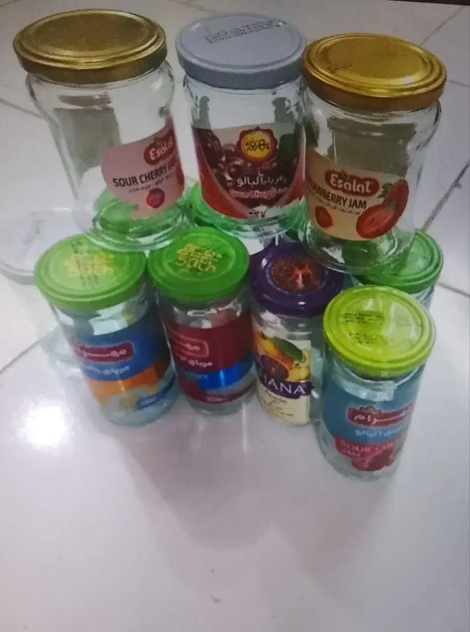 انواع شیشه های خالی ترشی و مربا|ظروف نگهدارنده، پلاستیکی، یکبارمصرف|سمنان, |دیوار