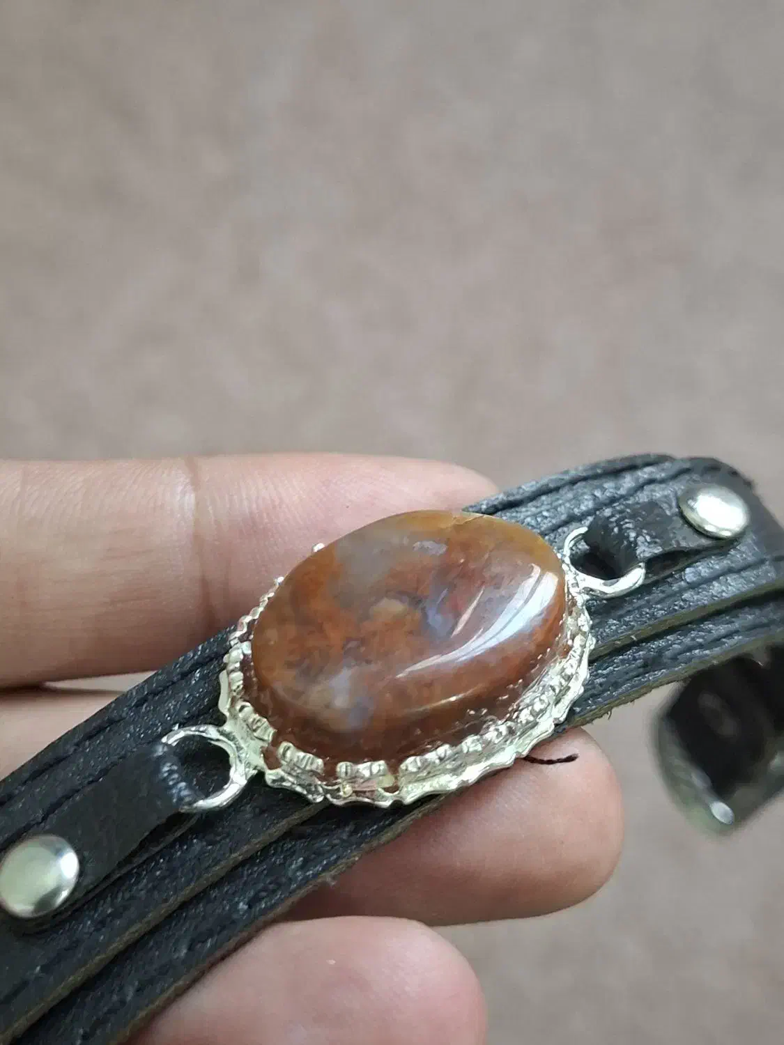 دستبند عقیق شجر پاییزی چرم طبیعی|جواهرات|تهران, خانی آباد نو شمالی|دیوار