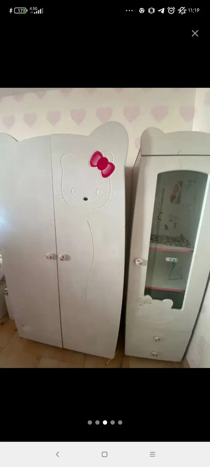 تخت وکمد کیتی دخترانه|تخت و سرویس خواب|ایلام, |دیوار