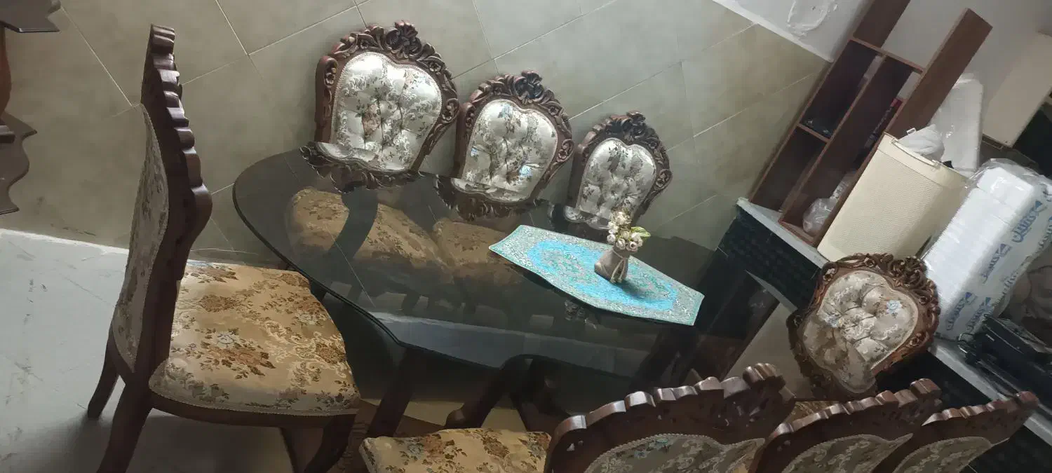 میز ناهار خوری 8نفره سالم تمیز، مبلمان 9نفر|میز و صندلی غذاخوری|پیشوا, |دیوار