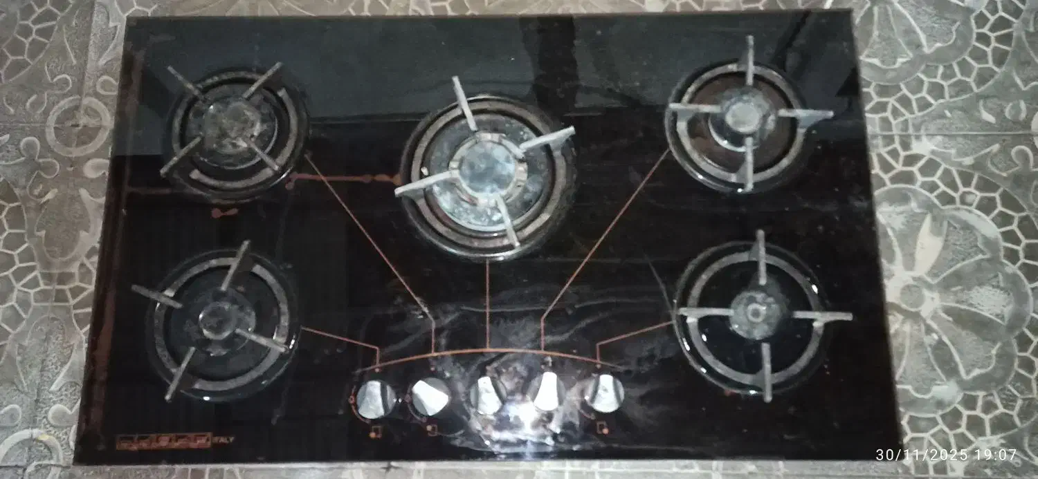 گاز پنج شعله صفحه ای شیشه ای|اجاق گاز و لوازم برقی پختوپز|خرمدره, |دیوار