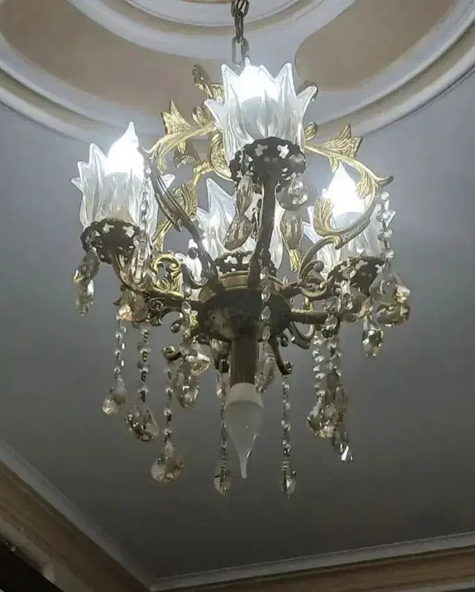 لوستر برنز 5شاخه|لوستر و چراغ آویز|زنجان, |دیوار