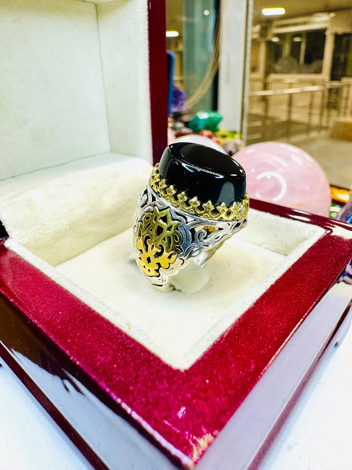 انگشتر فوق لوکس سنگ عقیق اونکس مشکی معدنی صفوی|بدلیجات|تبریز, |دیوار