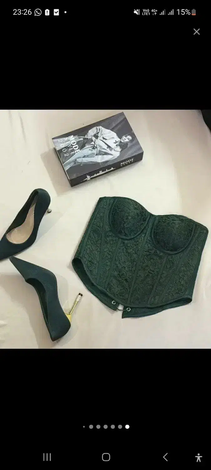 تاپلکس دانتل سبز اماده سایز ۳۶-۳۸|لباس|شیروان (خراسان), |دیوار