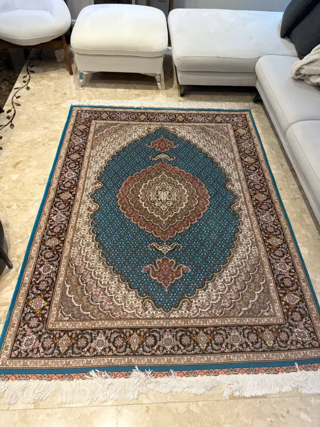 فرش دستبافت تبریز رنگ فیروزه ای|فرش|تهران, زعفرانیه|دیوار