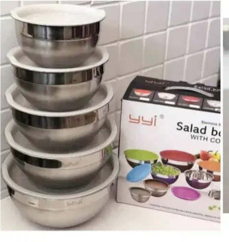 ست لگن درب دار استیل۵پارچه|ظروف نگهدارنده، پلاستیکی، یک‌بارمصرف|تبریز, |دیوار