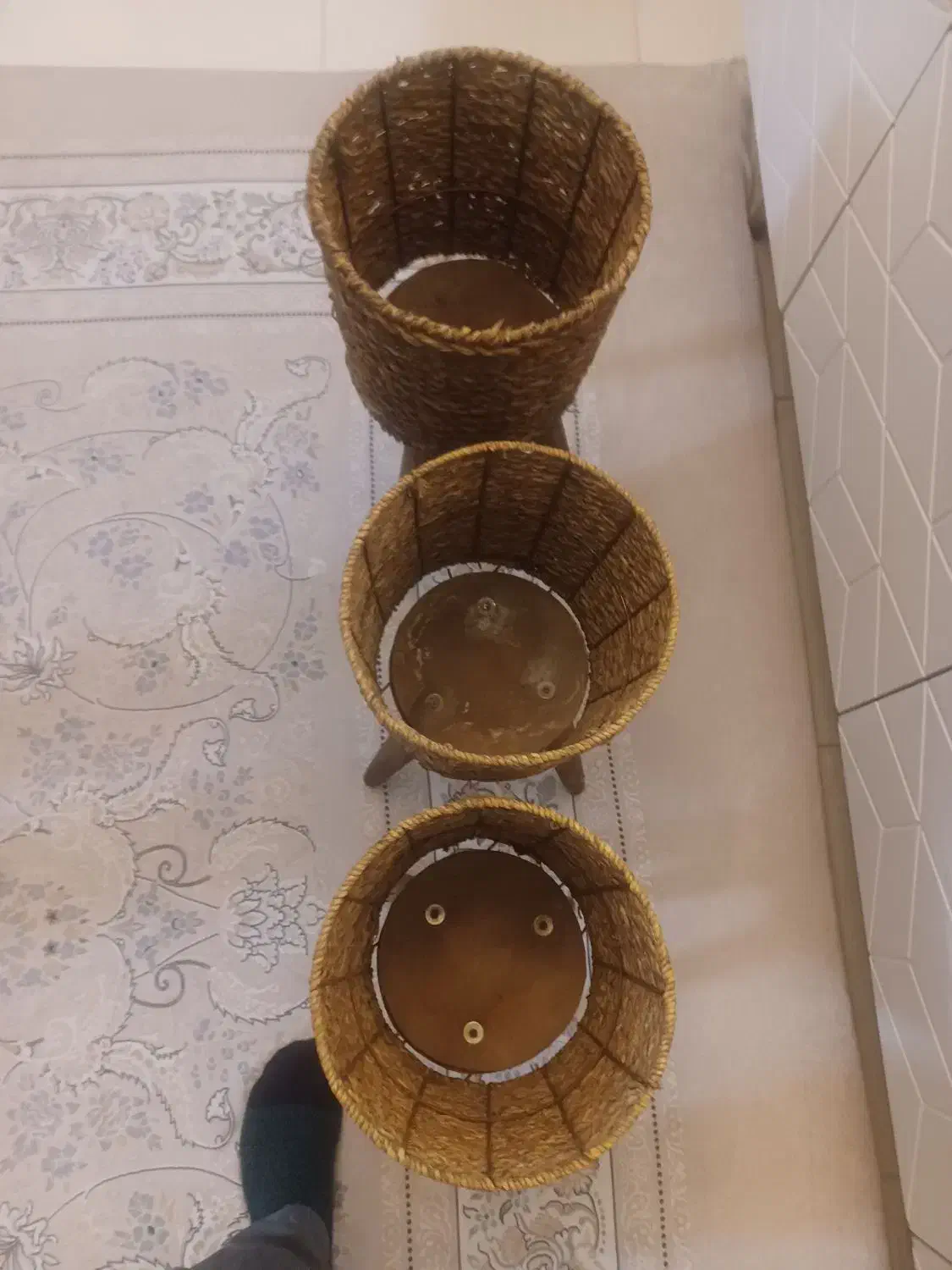 گلدان چوبی وبافت حصیری سالم|صنایع دستی و سایر لوازم تزئینی|چهاردانگه (تهران), |دیوار