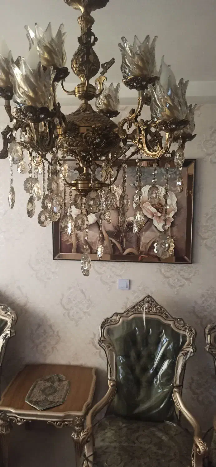 لوستر برنجی|لوستر و چراغ آویز|ری, علایین|دیوار