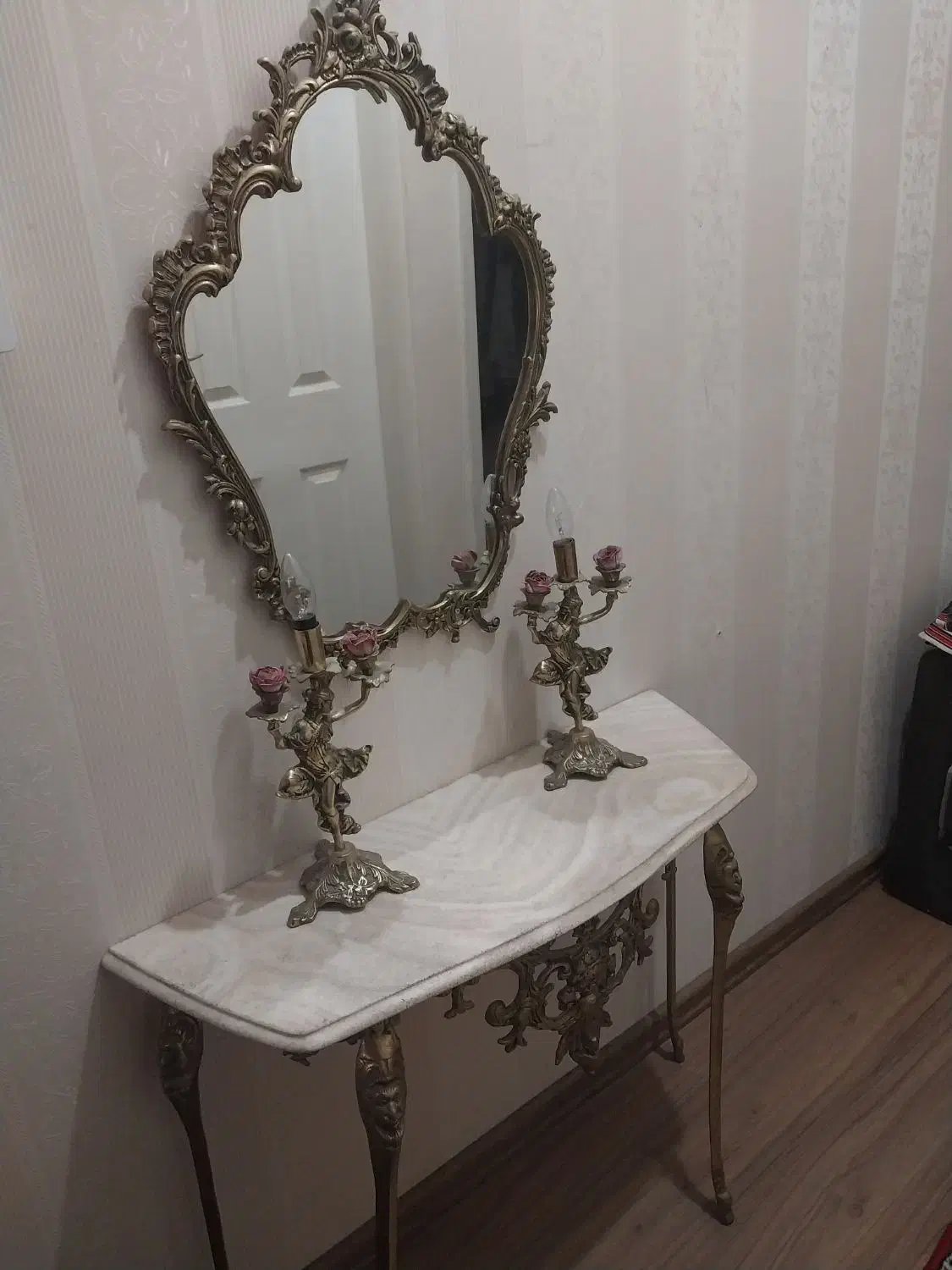آینه وکنسول وشمعدان برنزی|مبلمان خانگی و میز عسلی|تبریز, |دیوار