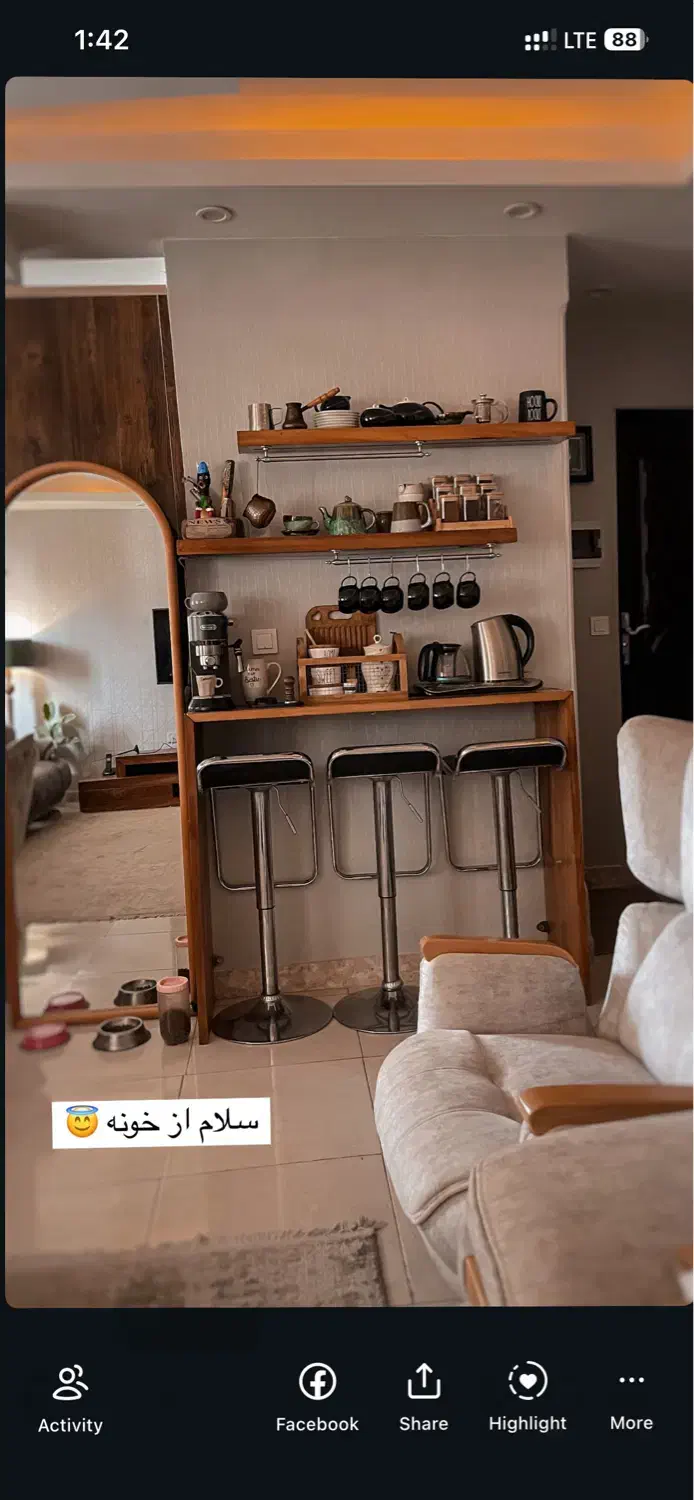 کافی بار چوبی|بوفه، ویترین، کنسول|رشت, یخسازی|دیوار