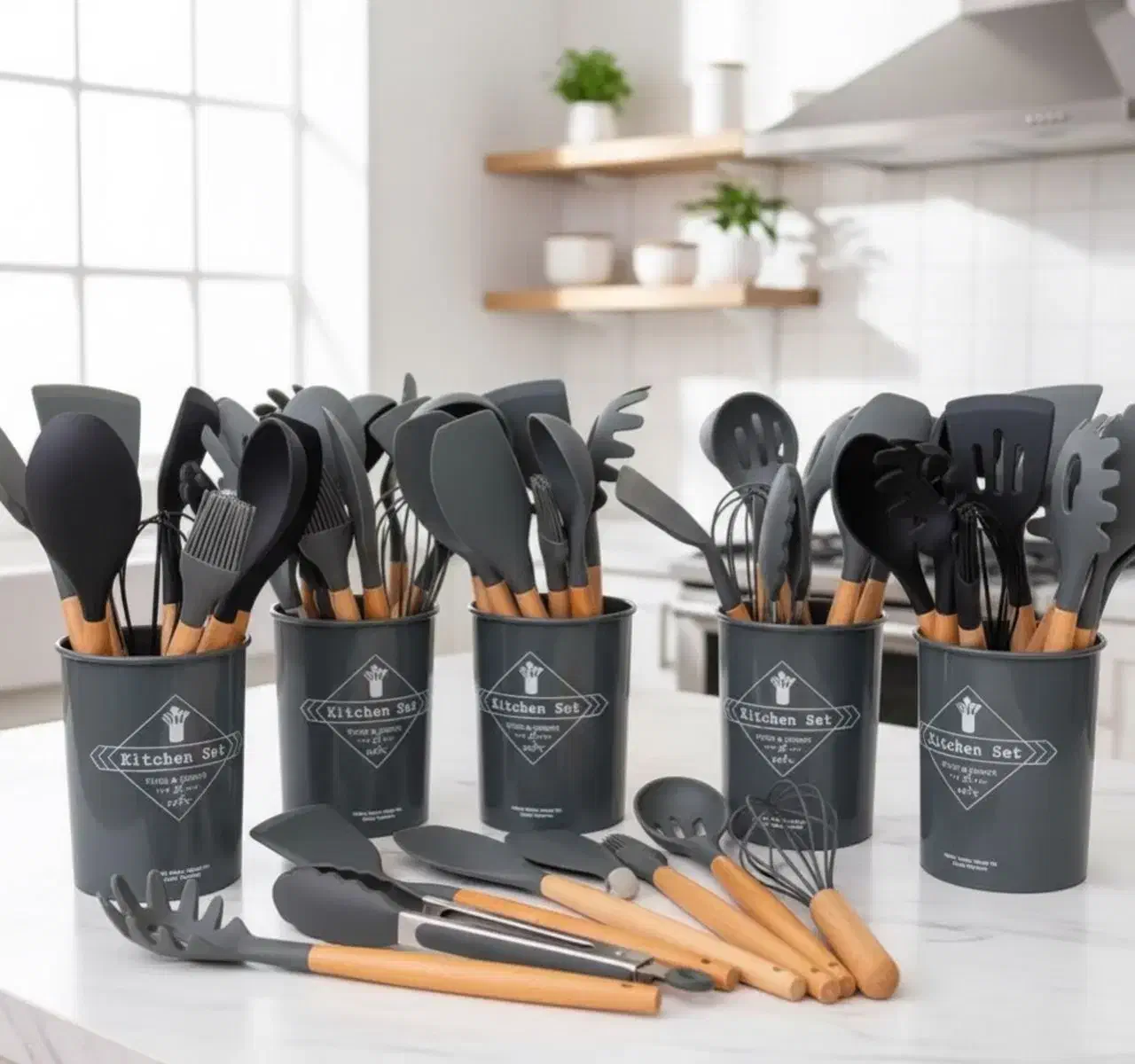 ست اشپزخانه سیلیکونی۱۲ تایی|ظروف پختوپز|صحنه, |دیوار