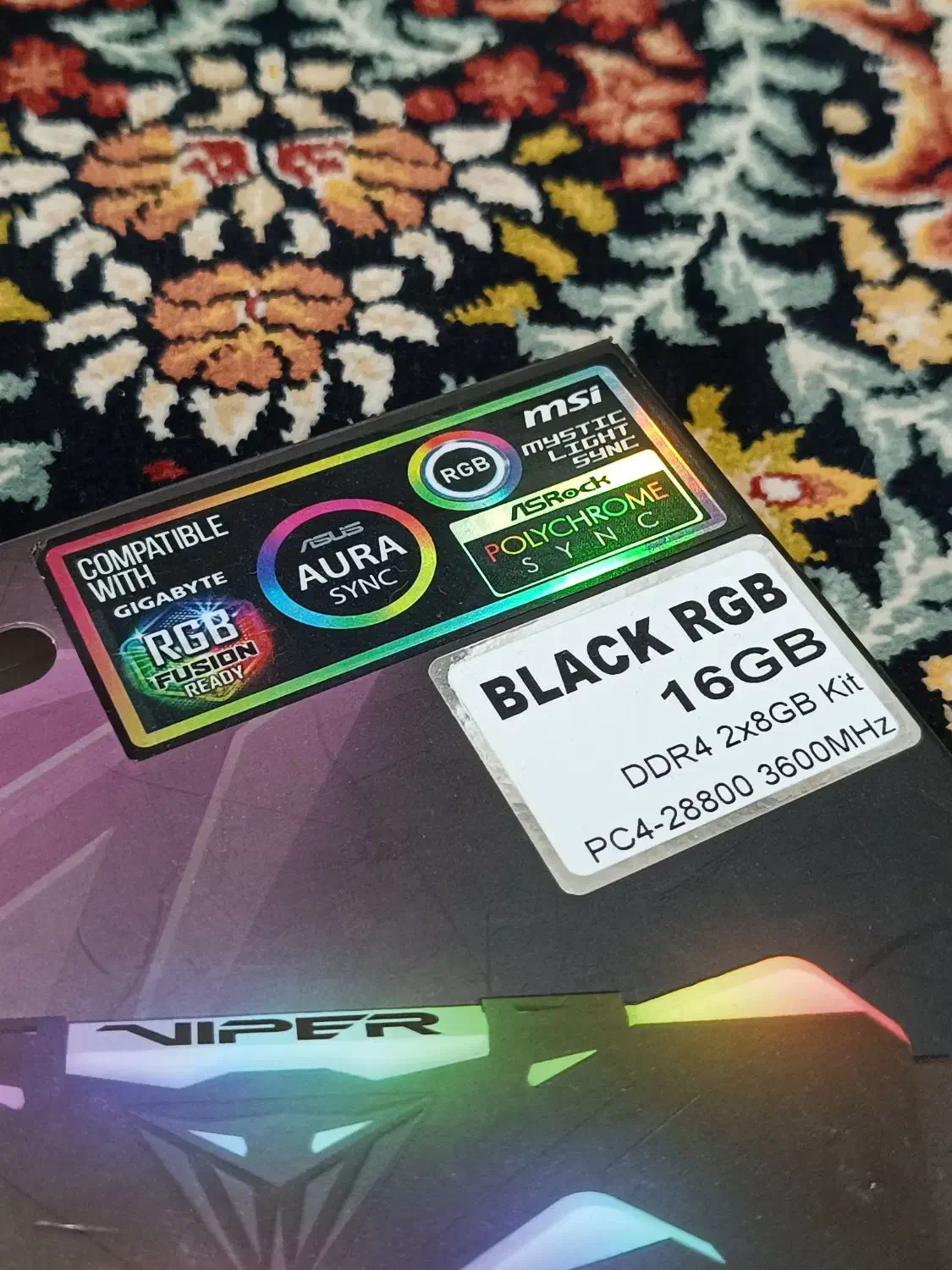 رم کامپیوتر PATRIOT VIPER RGB 16GB 3600 DDR4 STOCK|قطعات و لوازم جانبی رایانه|تهران, استخر|دیوار