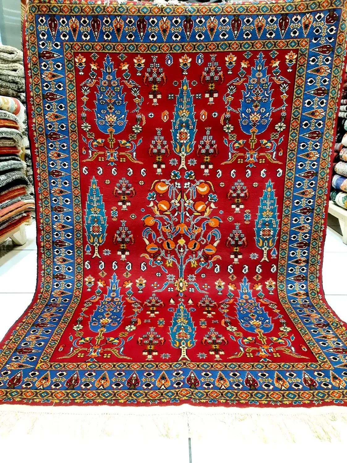 سه متری طرح قشقایی چله ابریشم کف ساده لاکی|فرش|تهران, حر|دیوار