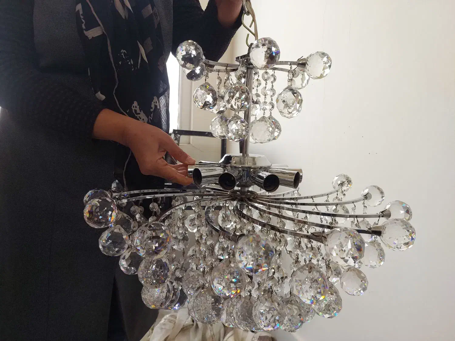 فوری لوستر کریستالی ۸ شعله روشنایی|لوستر و چراغ آویز|قزوین, |دیوار