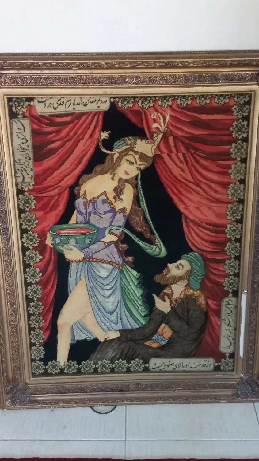 تابلو فرش دستی طرح لیلی و مجنون|تابلو فرش|رشت, علی آباد|دیوار