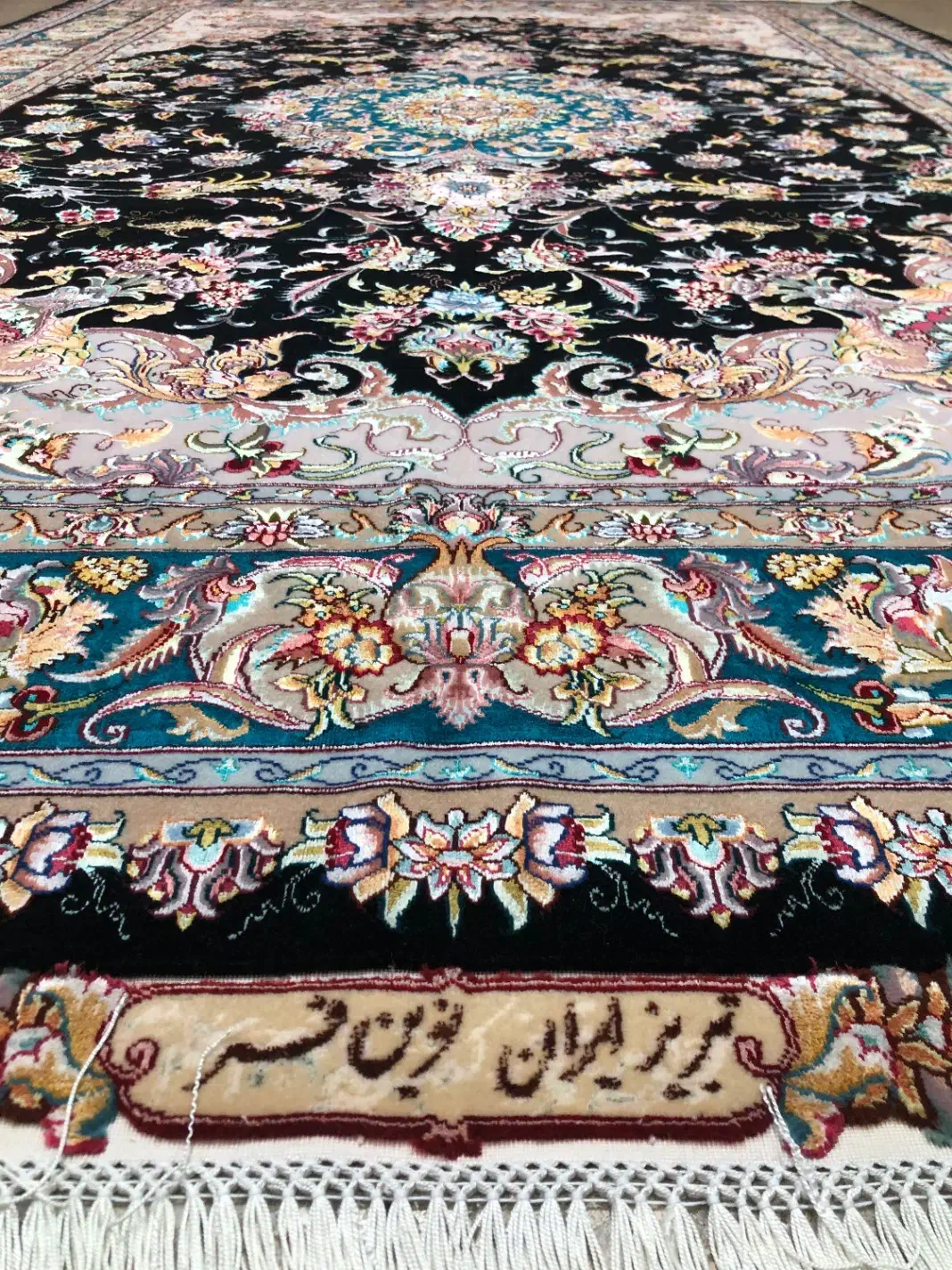 (فرش فرزین)جفت۶مترنقشه نوین فر ،رج۵۵، چله ابریشم|فرش|تبریز, |دیوار