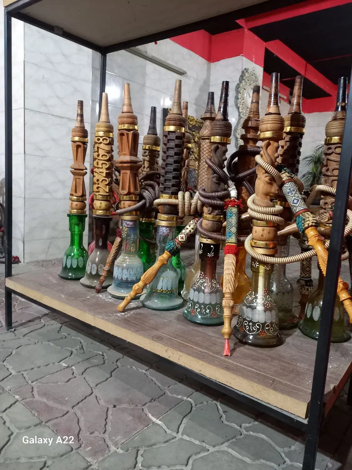 قلیان چوبی برنجی طمع خورده بی طمع|کلکسیون و سرگرمی|فردوسیه, |دیوار