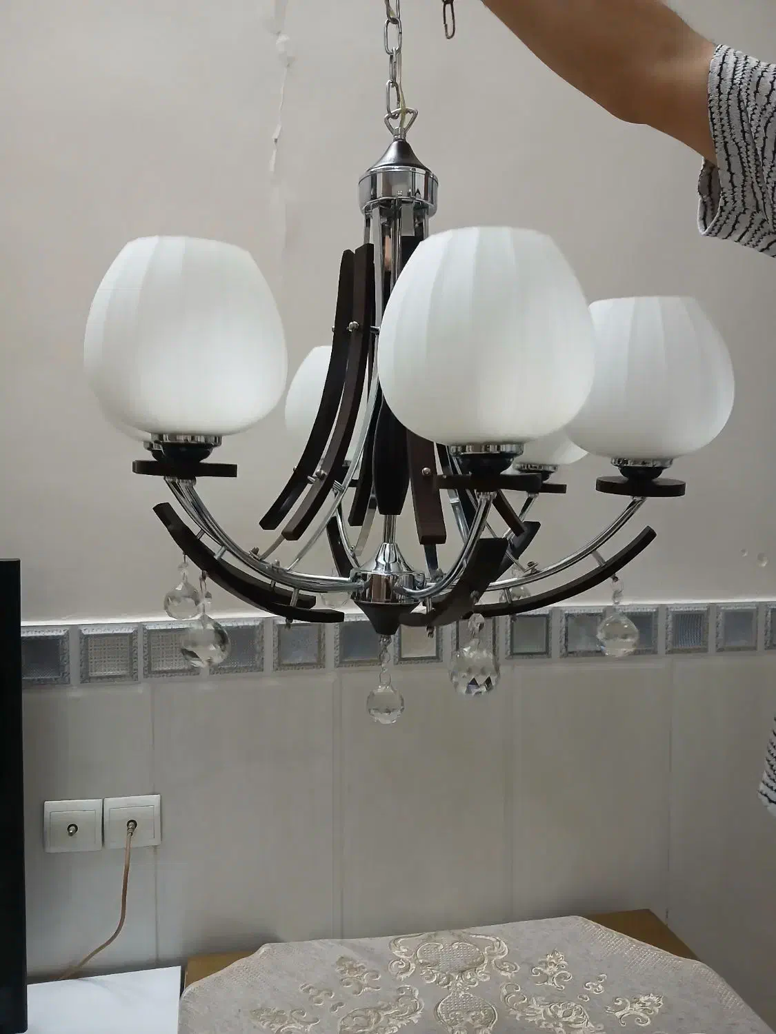 لوستر ۶ شاخه استیل درحد نو|لوستر و چراغ آویز|تهران, بهارستان|دیوار