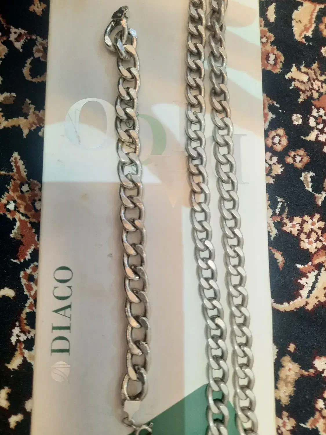 زنجیرنقره گردنبند دستبند ست هم|جواهرات|قم, حاج زینل|دیوار