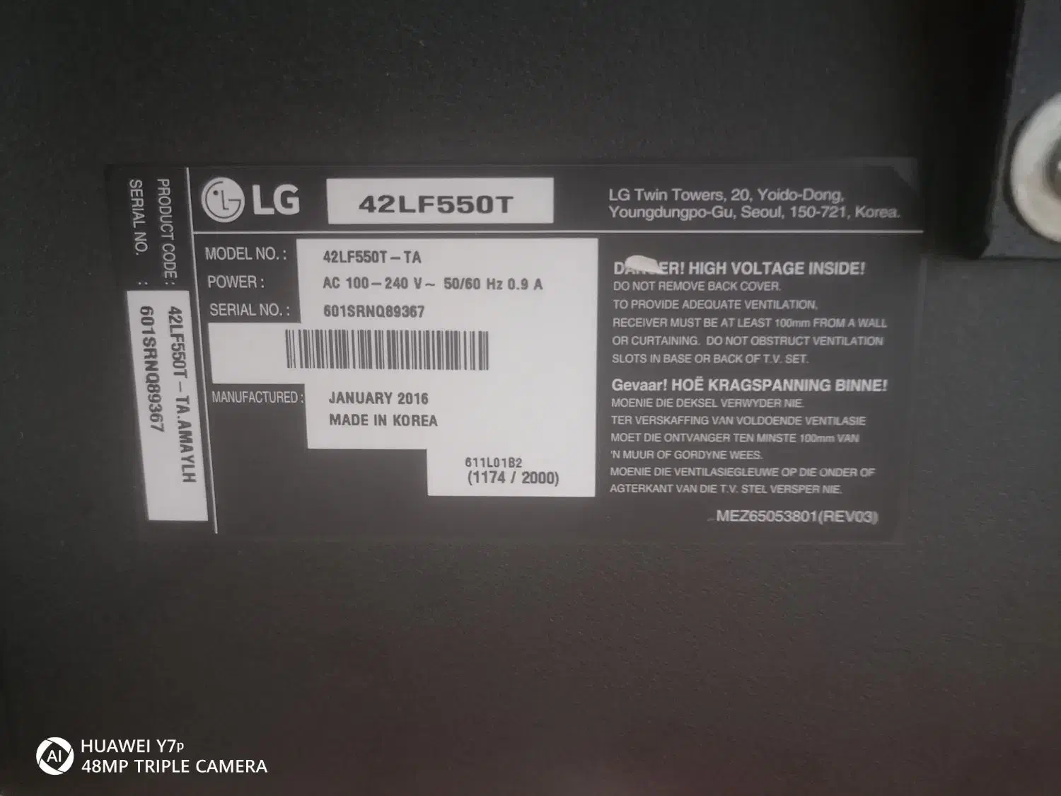 تلویزیونLG سایز42اینچ|تلویزیون و پروژکتور|نقده, |دیوار