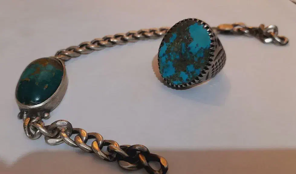 انگشتر و دستبند نقره هر دو فیروزه اصل|جواهرات|بهشهر, |دیوار