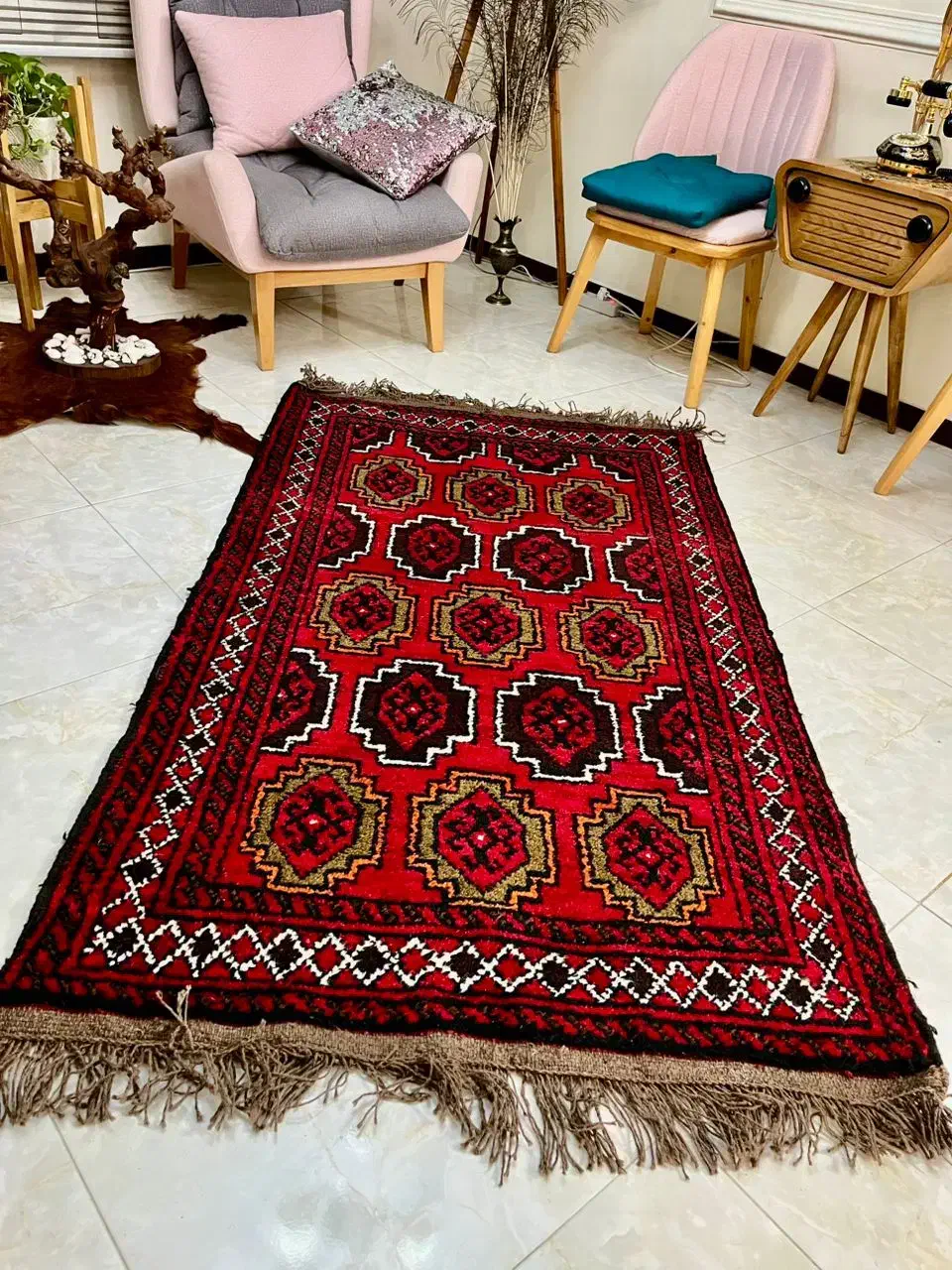 دو متری دستبافت فرش لاکی قالیچه ترکمن|فرش|تهران, هفت حوض|دیوار