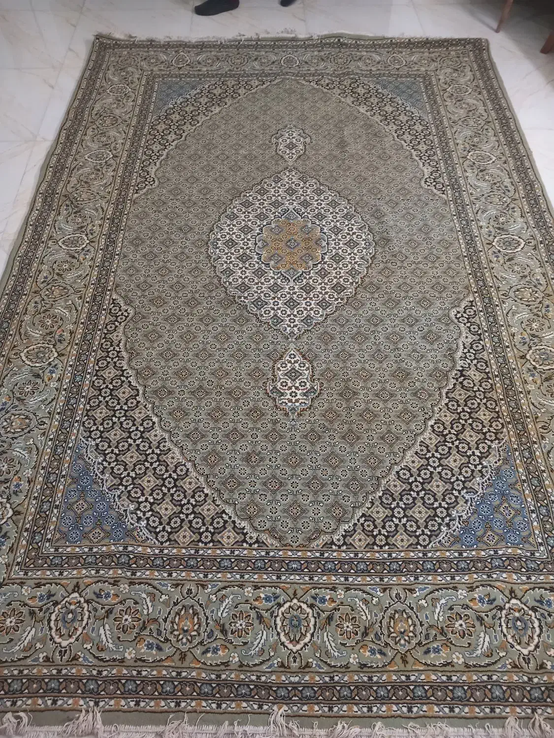 فرش ماشینی ۶متری کارکرده سالم زمینه سبز|فرش|کرج, کیانمهر|دیوار